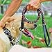 COMSUN Leather Dog Leash Braided Pet Training Leather Lead Belt 4.3ft Long 0.8 Inch Wide for Medium Large Dogs Up to 220lbs with Buffer Spring Black