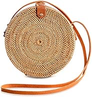 Rattan Bags for Women - Handmade Wicker Woven Purse Handbag Circle Boho Bag Bali