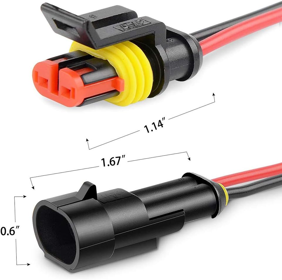 2 Pin Way 16 AWG Waterproof Connector Wire Cable 1.5mm Series Terminal Connector Electrical Connector Plug with Wire for car, truck, boat, motorcycle(Pack of 10): Automotive
