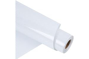 RENLI·TONG RENLITONG Glitter White Heat Transfer Vinyl Rolls - 12" x 8ft HTV Vinyl for Shirts, Iron on Vinyl for Cameo - Easy to Cut & Weed for Heat Transfer Design (Glitter White)
