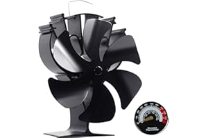 VODA Wood Stove Fan Heat Powered Fireplace Fans 6 Blades Non Electric Thermal Fan for Wood Burning Stoves Log Burner,w/Stove Accessories Thermometer