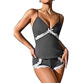 Avidlove Sexy Pajamas Set for Women Lace Modal Cute Lingerie Sets 2 Piece Cami Pj Shorts Set Sleepwear