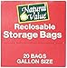 Natural Value Reclosable Food Storage Bags, Gallon Size, 20 Count