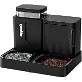 ZOMISIA Automatic Cat Feeder, Gravity Cat Food Dispenser, 0.8Gal x 2, Black | 2 in1 Pet Self Feeder with 180 Degree Rotatable, Large Capacity Cat Food and Water Bowl Set for Small Medium Dog Puppy Kitten