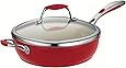 Tramontina 80110/061DS Gourmet Ceramica Deluxe Aluminum Covered Deep Skillet, PFOA- PTFE- Lead and Cadmium-Free Ceramic Exterior & Interior, 11-inch, Metallic Red, Made in Italy