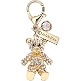 MC83 Crystal Teddy Bear Lobster Clasp Charm Pendant with Pouch Bag (Golden ,1 piece)