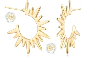 MYEARS Women Hoop Earrings Gold Open C Shape 14K Gold Filled Small Simple Handmade Hypoallergenic Everyday Illusion Jewelry