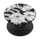 Black and White Floral Snake Design Pop Socket