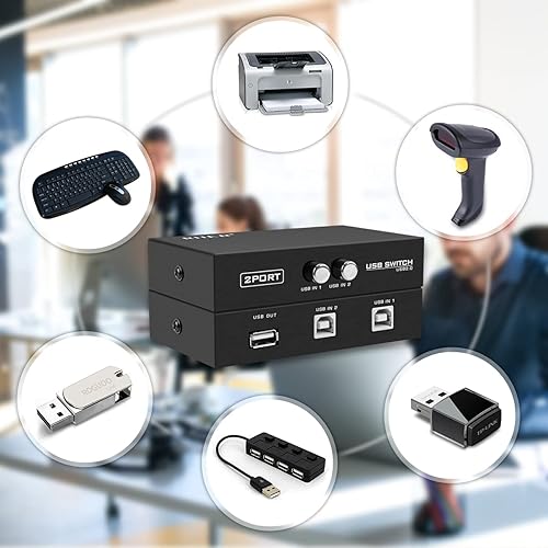 USB Printer Switch - Share One Printer Between Two Computers With Cables