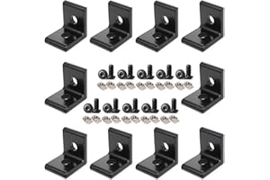BLCCLOY 10pcs Aluminum Extrusion 2020 Aluminum Profiles Corner Brackets with 20Pcs M5 T Slot Nuts and Bolts for T/V Slot Rail 2020 T-Slot Aluminum Rail