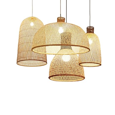 Fzsq Handmade Bamboo Lampshade Pendant Ceiling Shade Ellipsoid
