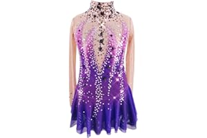 LIUHUO Figure Skating Dress Girls Purple Spandex Competition Skirt Quality Crystals Skating Costumes