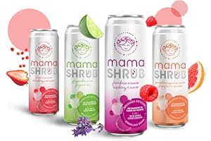 MAMASHRUB Organic Variety Pack Sparkling Drink with Apple Cider Vinegar, 12 x 330mL Cans, 100% Natural, Organic, Non-Alcoholi