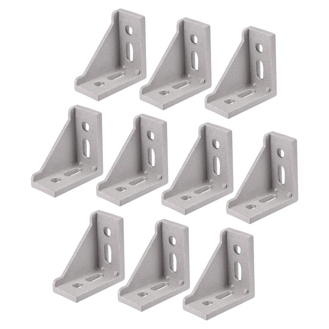 sourcing map Inside Corner Bracket Gusset, 60mm x 60mm for 3030 Series Aluminum Extrusion Profile, 10 Pcs (Silver)