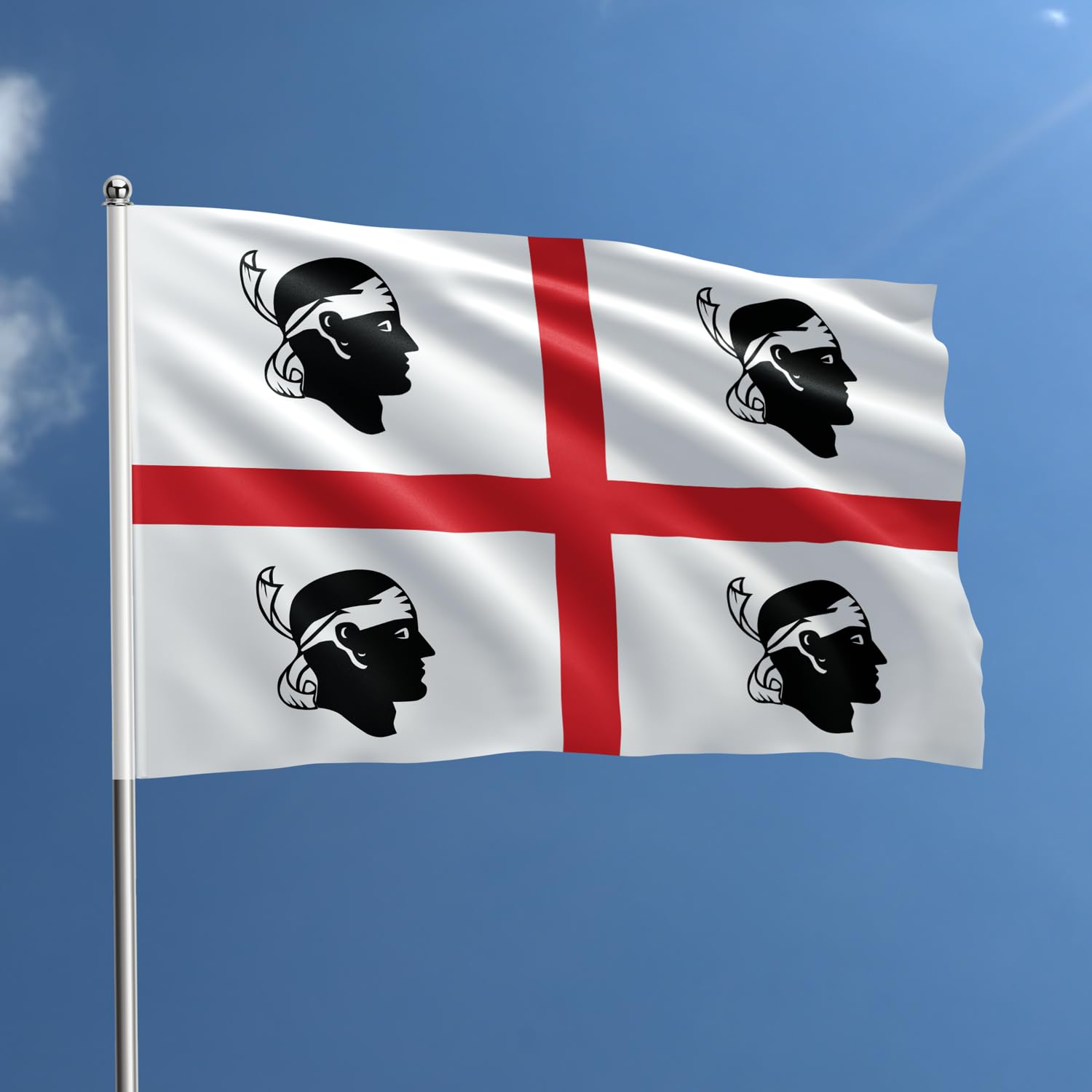 Flag of Sardinia 90 x 150 cm - Region of Italy Polyester with Rod Loop Weather Resistant Vivid Colour and Suitable for Indoor and Outdoor Use 4 Mori Flag