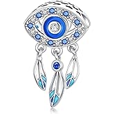 PROESS Hamsa Evil Eye Charm for Bracelet 925 Sterling Silver Blue Pendant Dangle Charm Bracelet Pendant Beads Jewelry Gifts for Women