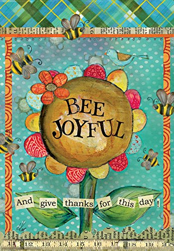 LANG – Mini Garden Flag – “Bee Joyful “, Exclusive Artwork by Lisa Kaus – All-Weather, Fade-Resistant Polyester  – 12″ w x 18″ h
