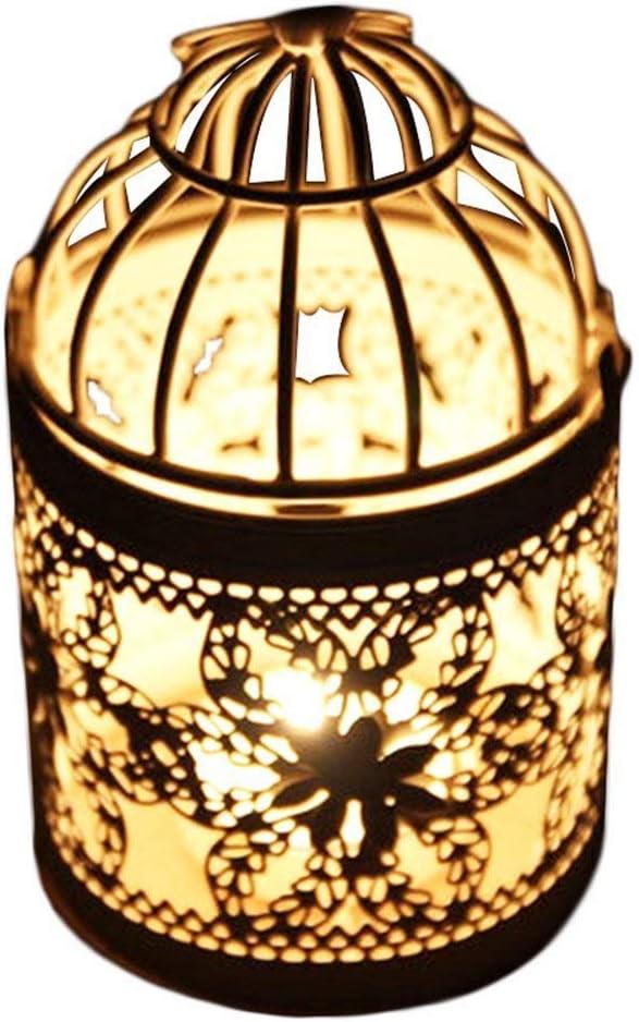 Zedtom Birdcage-shape Metal Tealight Candle Holder Lanterns Wedding Home Table Decoration(White)