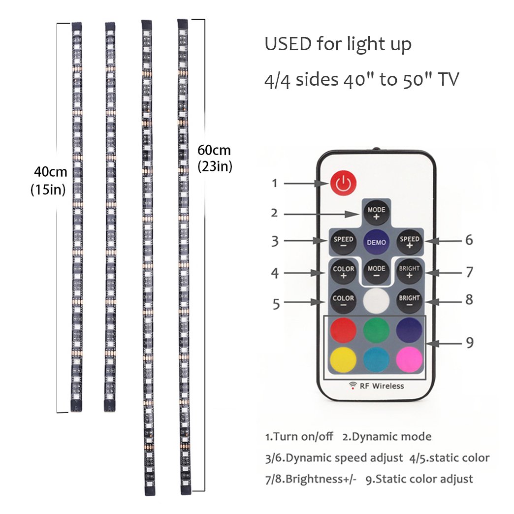TV Colorful Backlight,USB LED Lighting Strip for Bias Lighting HDTV,Flexible Neon LED Lights 6.5ft/2M with Remote Control Decorate for Desktop PC,Tender Light Background Lighting Kit