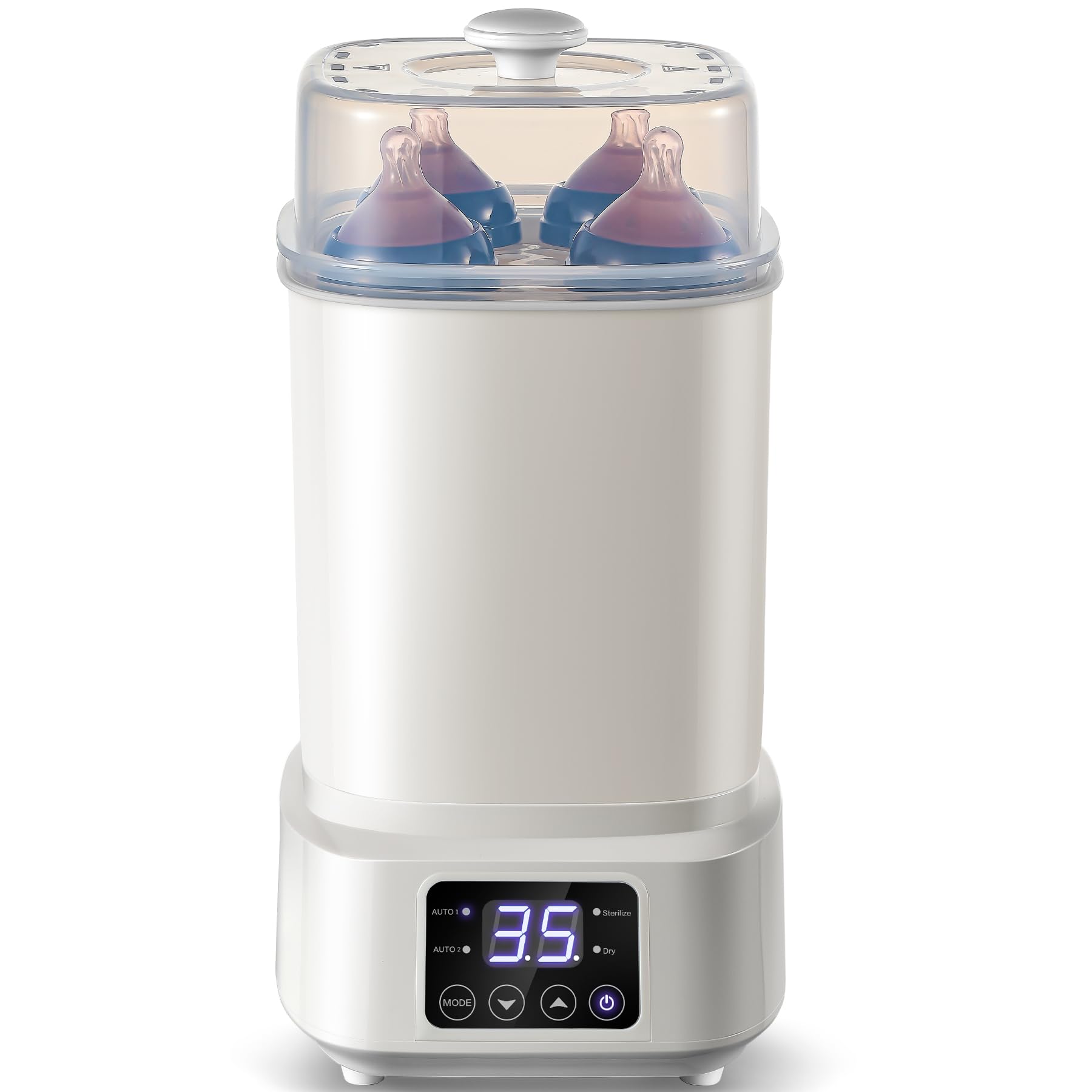 Baby Bottle Steamer and Dryer: 8 in 1 Compact Electric Steam - Portable for Travel and Home Use - for Baby Bottles Pacifiers Breast Pump Parts and Other Newborn Essentials BPA Free Auto Shut Off Image