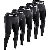 TELALEO 5 Pack Men's Compression Pants for Workout, Running,Basketball,Football-Sports Baselayer Leggings
