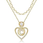 TANTIUE Heart Letter Necklaces for Women 14K Gold Plated Cubic Zirconia Heart Initial Layered Necklace Infinity Pendant Necklace Letter Initial Jewelry for Women