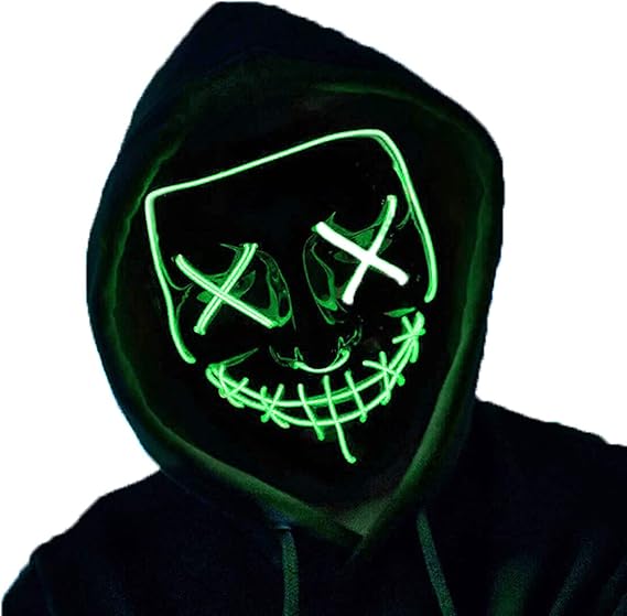 Máscara de Halloween para cosplay, máscara de LED, máscara assustadora