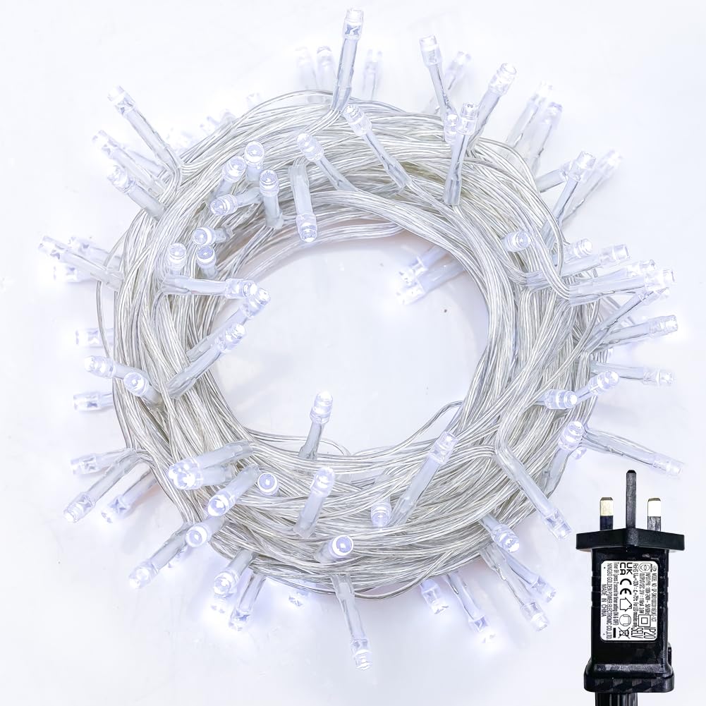 WISD Christmas Fairy Lights - 200 LED 22.8M Xmas Tree Lights with Timer and Memory - Indoor Outdoor String Lights Mains Powered for Garden Bedroom Party Decoration (Cool White)