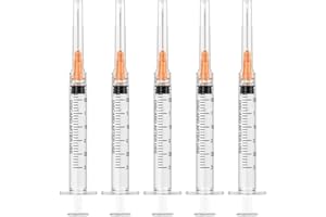 25 Gauge 1 inch Needle with Syringe (100Pack), 3ml Luer Lock Syringes with Needle, Individual Package
