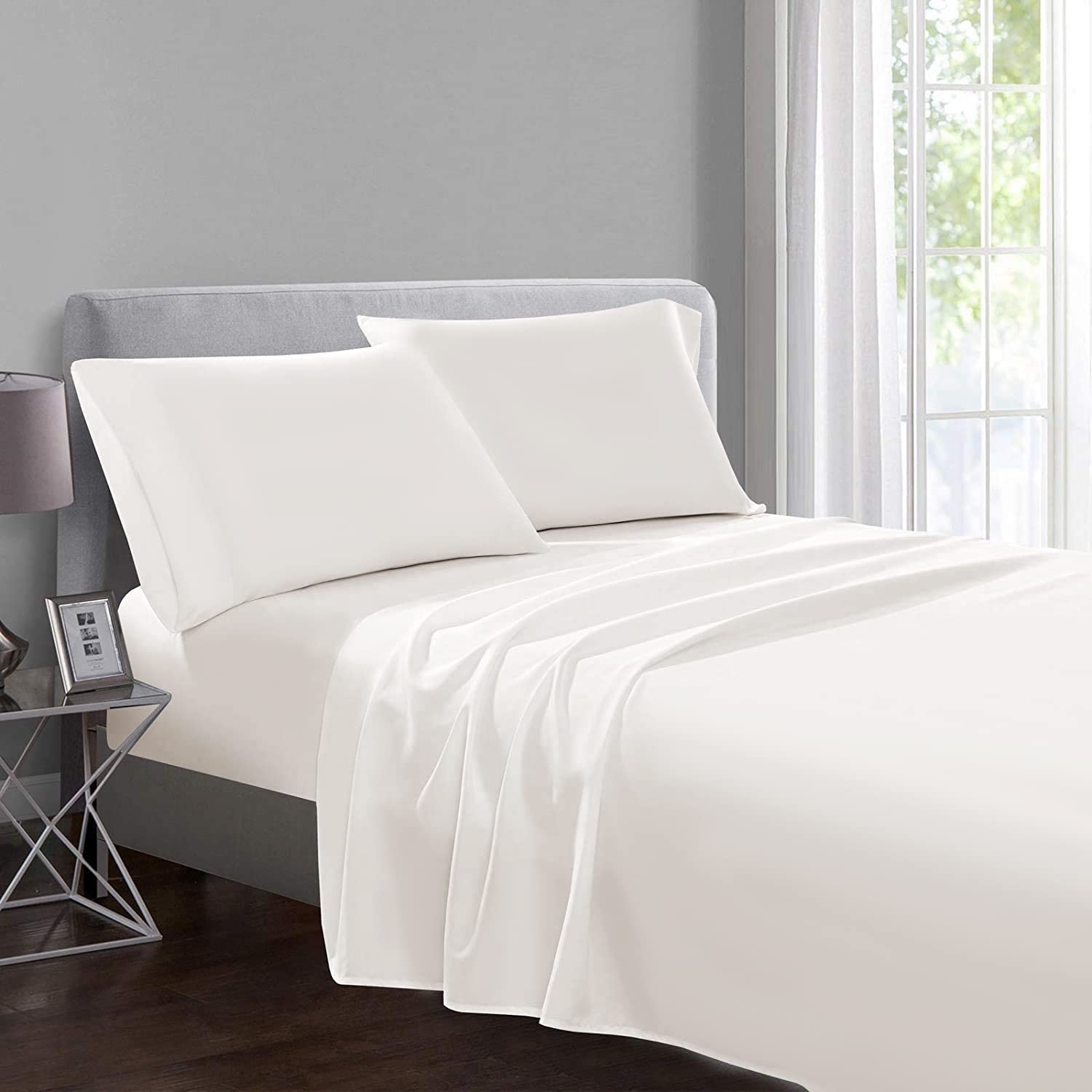 Yorkshire Bedding Flat Sheets Double 100% Egyptian Cotton 200 Thread Count Hotel Quality Cream Bed Sheets (225 cm x 275 cm)