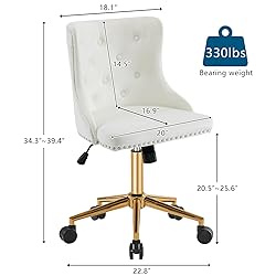VINGLI White Velvet Armless Home Office Desk Chair