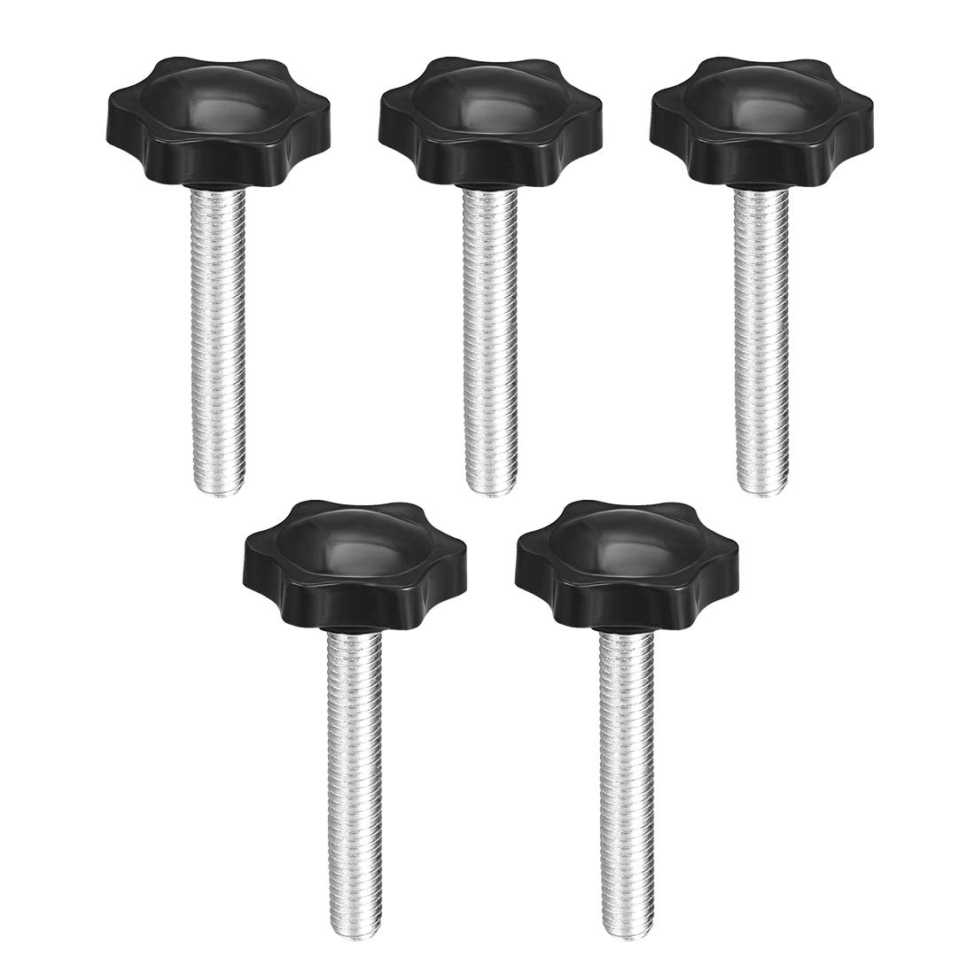 uxcell Clamping Screw Knob, 38mm Dia Plum Hex Shaped Grips Star Knob M8 x 60mm Male Thread, 5pcs