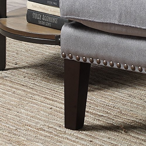 Traditional Contemporary Tufted Nailhead Trim Classic Wingback Accent Chair with Arms, Gray - Thumbnail 6