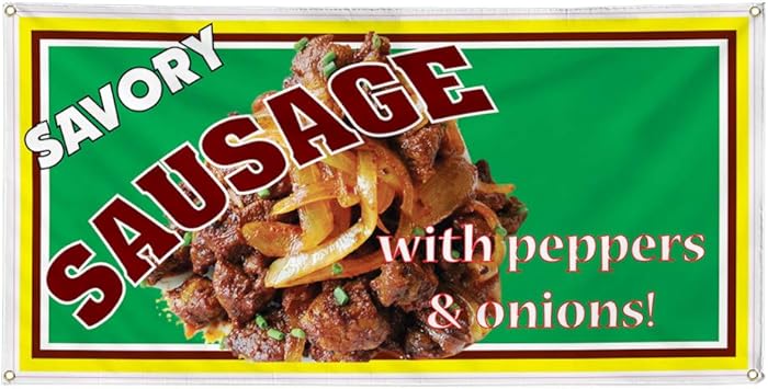Amazon Com Vinyl Banner Sign Savory Sausage With Peppers And