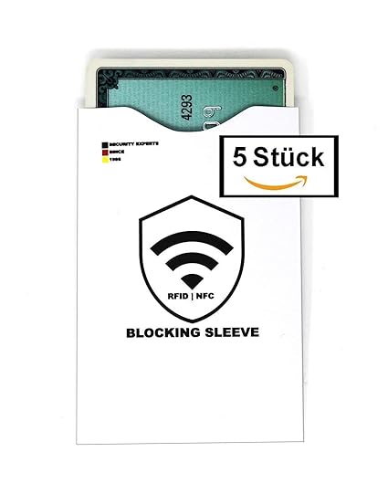 5X Kreditkartenhülle (RFID, NFC, 5 Stück, weiß, Kunststoff, 1,2mm dünn) für Kreditkarte, EC Karte, Personalausweis, Bankkarte