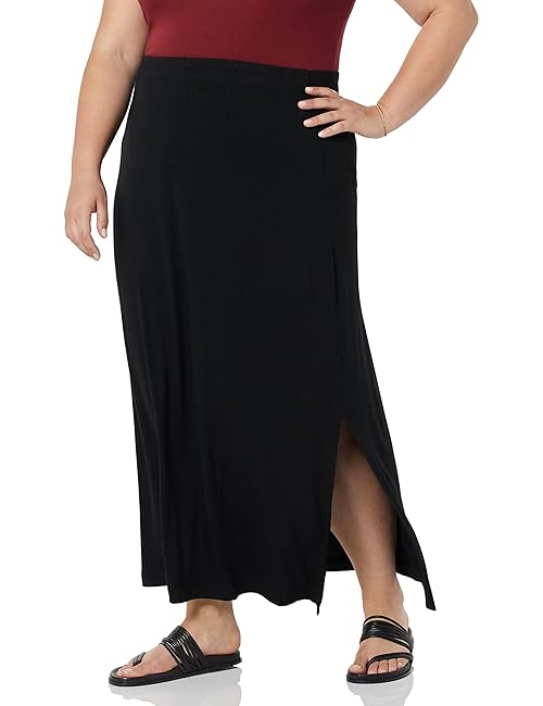 Amazon Essentials Women's Lightweight Knit Maxi Skirt, Black, X-Small