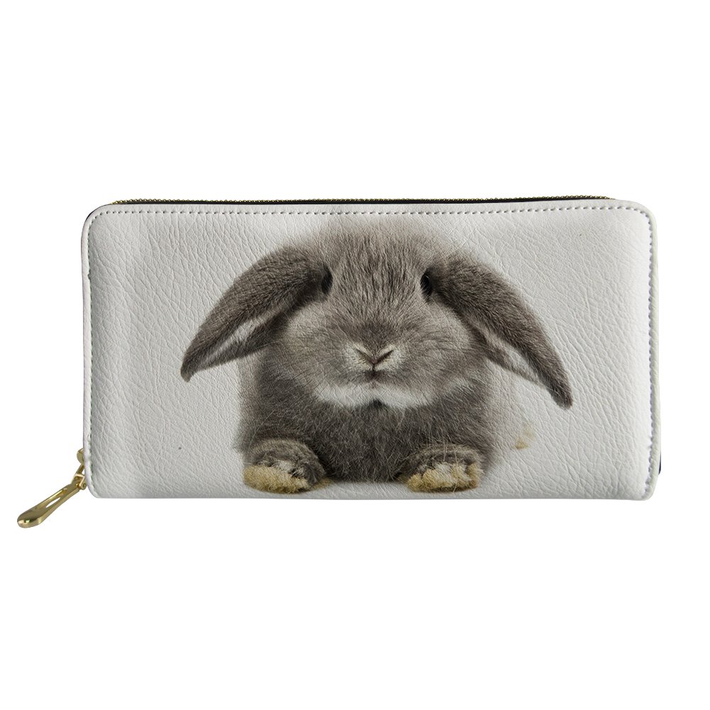 Coloranimal Long Wallet for Women Girls Kawaiii 3D Rabbit Design PU Leather Clutch Bag Handbags Travel Accessories Ziper Around Organizer Pouch