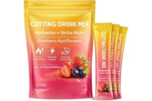 Cutting 𝐃𝐫𝐢𝐧𝐤 Mix, Cutting 𝐃𝐫𝐢𝐧𝐤 Mix with 𝐁𝐞𝐫𝐛𝐞𝐫𝐢𝐧𝐞, Yerba Mate, Açaí Strawberry, 30 Sticks (1)