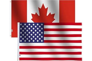 2Pack American&Canada Flag 3x5 Ft. Printed Stars and Stripes USA Candian Flags With Brass Grommets CA US Flag All Weather Out