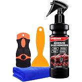 SHIELDOM Adhesive Remover, Dissolve &amp; Soften Adhesives on Car Glass &amp; Paint, Easily Remove Glue Sticker Labels Decals Tape Residue, Portable Spray Removal Set with Scraper, Spatula, Towel -3.4oz/100ml