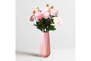 VALEMOON Ceramic Vase, 7.4 Inch for Pampas Calla Lily Tulip, Flower Vase Minimalism Style for Modern Table Shelf Home Decor, Fit for Housewarming, Weddings, Birthday, Christmas, Thanksgiving, New Year (Pink)