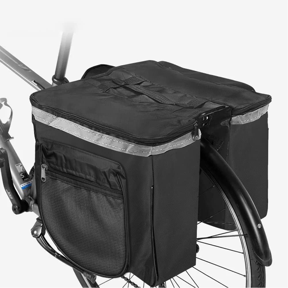 DANNEEFORSU7 Pannier Rack Bag - 30L Multifunctional Waterproof Double Saddle Bag for Bicycle - Rear Bicycle Bag with Multiple Pockets - Large Package Travel Bag Accessories