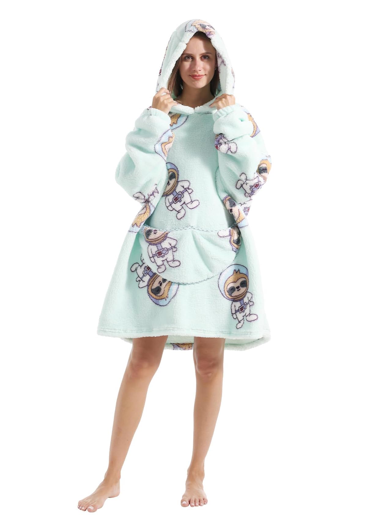 Oversized Blanket Hoodie for Women and Men - Sherpa Fleece Thick Warm Hoodie with Giant Pocket Super Cozy Wearable Blanket Hoodie for Teens