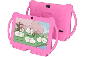 NOVOJOY Kids 7 Inch Kids Tablet Android Toddler Tablets Children Tablet Girls Protective Cover 32GB+4GB WiFi Bluetooth Dual C