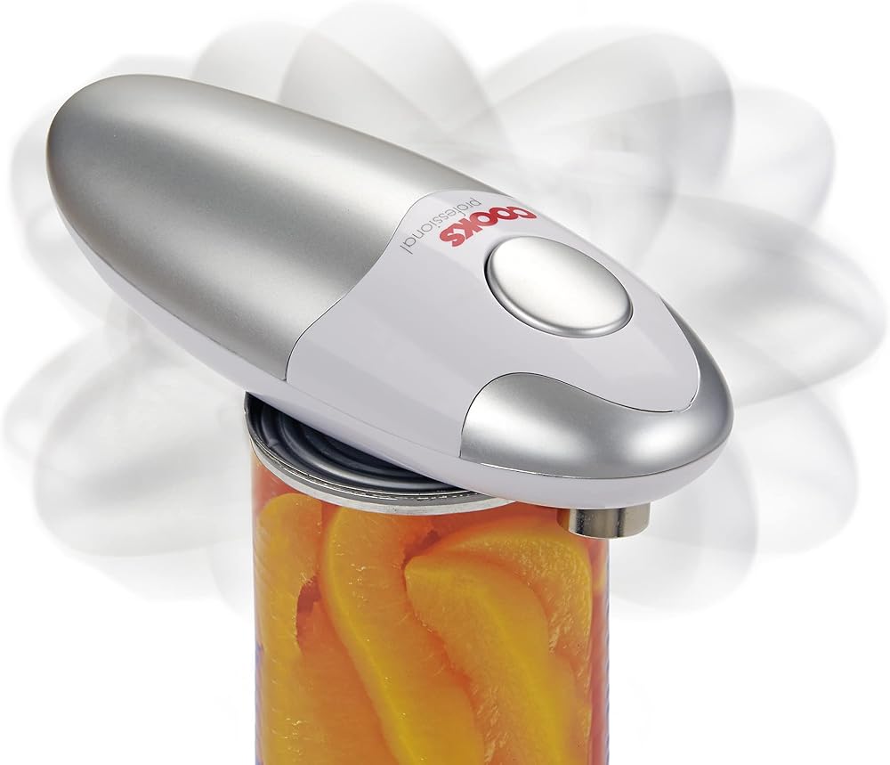 Cooks Professional Electric Can Opener Automatic One Touch Cordless Silver