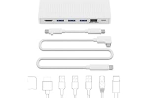 Twelve South StayGo | USB-C Hub for Type C MacBooks, iMac M1, Laptops and iPad Pro with Included 1 Meter Desktop Cable + stowable Travel Cable for Home, Office & Travel (White)