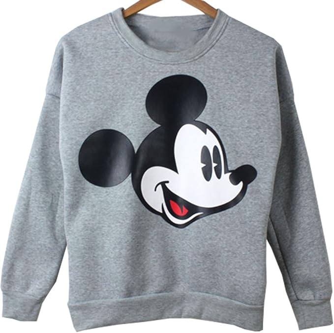 Amazon Qiangui ミッキー トレーナー パーカー ストーリー 長袖 ミッキーｔシャツ パーカー レディース プルパーカー ストリート 裏毛 長袖 ミッキーマウス ロング おしゃれｔシャツ L グレー トレーナー パーカー 通販