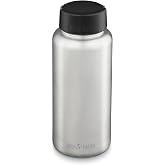 Klean Kanteen Wide Water Bottle with Loop Cap - Stainless Steel Water Bottle for Daily Hydration &amp; Outdoor Use - Non-Insulated - BPA Free, Dishwasher Safe - Brushed Stainless, 40 oz