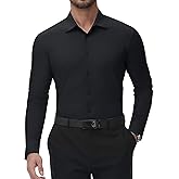Lusead Men's High Stretch Dress Shirt Wrinkle Free Long Sleeve Slim Fit Business Casual Button Down Shirt