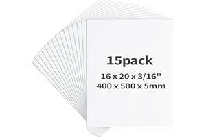 CreGear Foam Board 16 x 20 x 3/16", 15 Pack White Poster Board Lightweight Signboard Foamboard for Crafts, Framing, Art, Display, Presentation